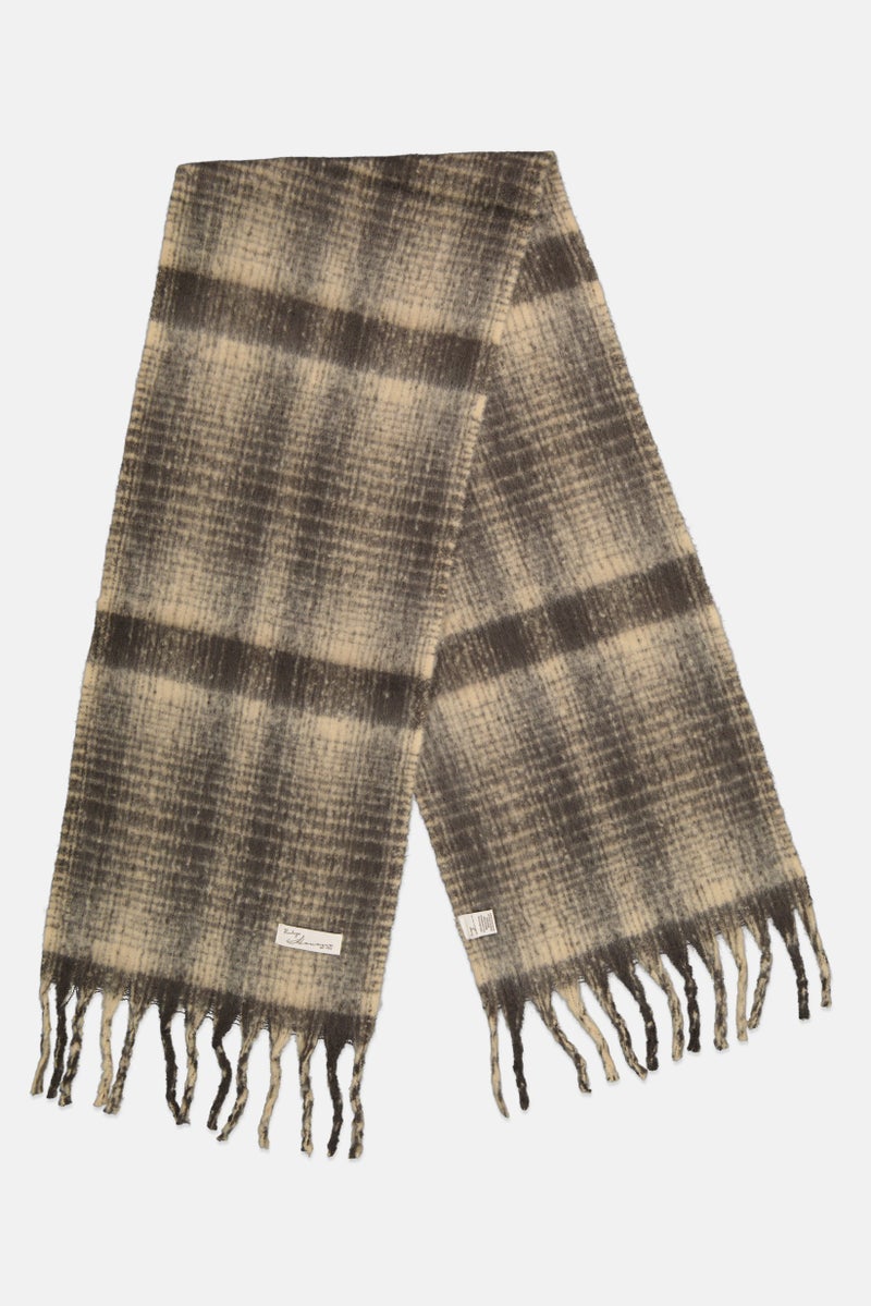 Vintage Havana Women Checkered Scarves 202 x 37 cm, Charcoal/Beige - Image 1