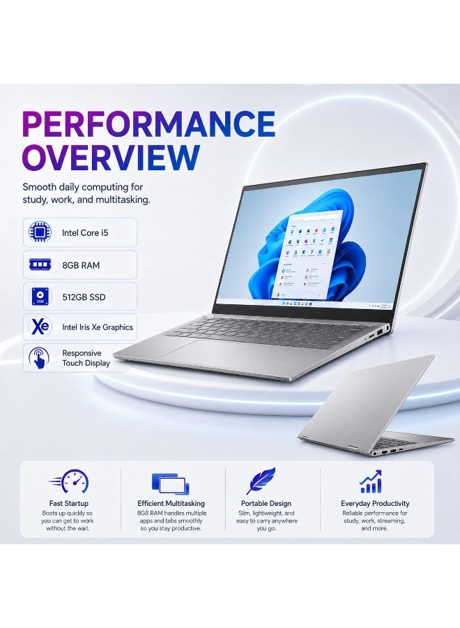لابتوب 5410 2 في 1 قابل للتحويل بشاشة لمس 14 بوصة ومعالج Intel Core i5 وذاكرة 8GB وتخزين 512GB SSD ورسوميات Intel Iris Xe مع هدايا مجانية - Image 3