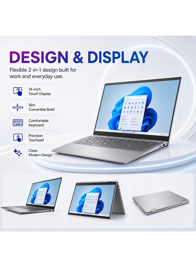 لابتوب 5410 2 في 1 قابل للتحويل بشاشة لمس 14 بوصة ومعالج Intel Core i5 وذاكرة 8GB وتخزين 512GB SSD ورسوميات Intel Iris Xe مع هدايا مجانية - Image 2