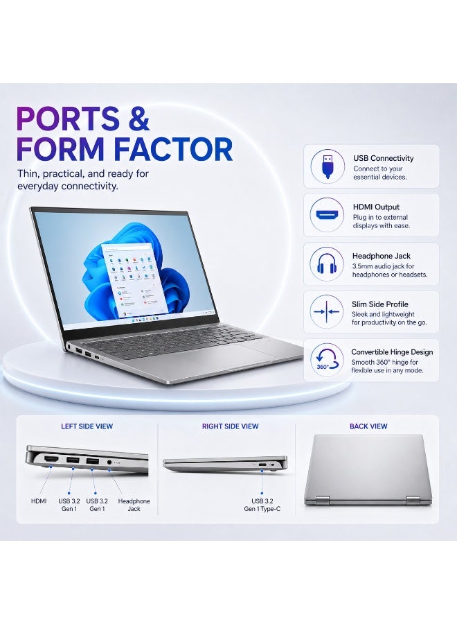 لابتوب 5410 2 في 1 قابل للتحويل بشاشة لمس 14 بوصة ومعالج Intel Core i5 وذاكرة 8GB وتخزين 512GB SSD ورسوميات Intel Iris Xe مع هدايا مجانية - Image 4