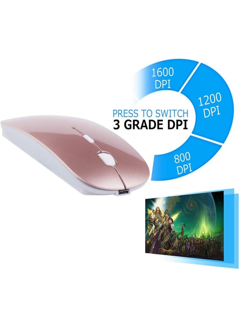 ماوس بلوتوث قابلة لإعادة الشحن لـ MacBook Pro / MacBook Air / Laptop / iMac / ipad ، الماوس اللاسلكي لـ MacBook Pro MacBook Air / iMac / Laptop / Notebook / PC (ماوس بلوتوث / الذهب الوردي) - Image 2