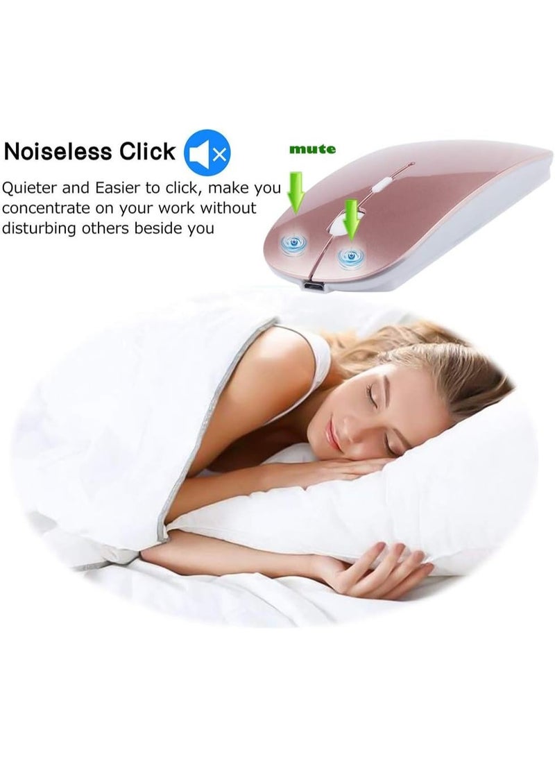 ماوس بلوتوث قابلة لإعادة الشحن لـ MacBook Pro / MacBook Air / Laptop / iMac / ipad ، الماوس اللاسلكي لـ MacBook Pro MacBook Air / iMac / Laptop / Notebook / PC (ماوس بلوتوث / الذهب الوردي) - Image 3