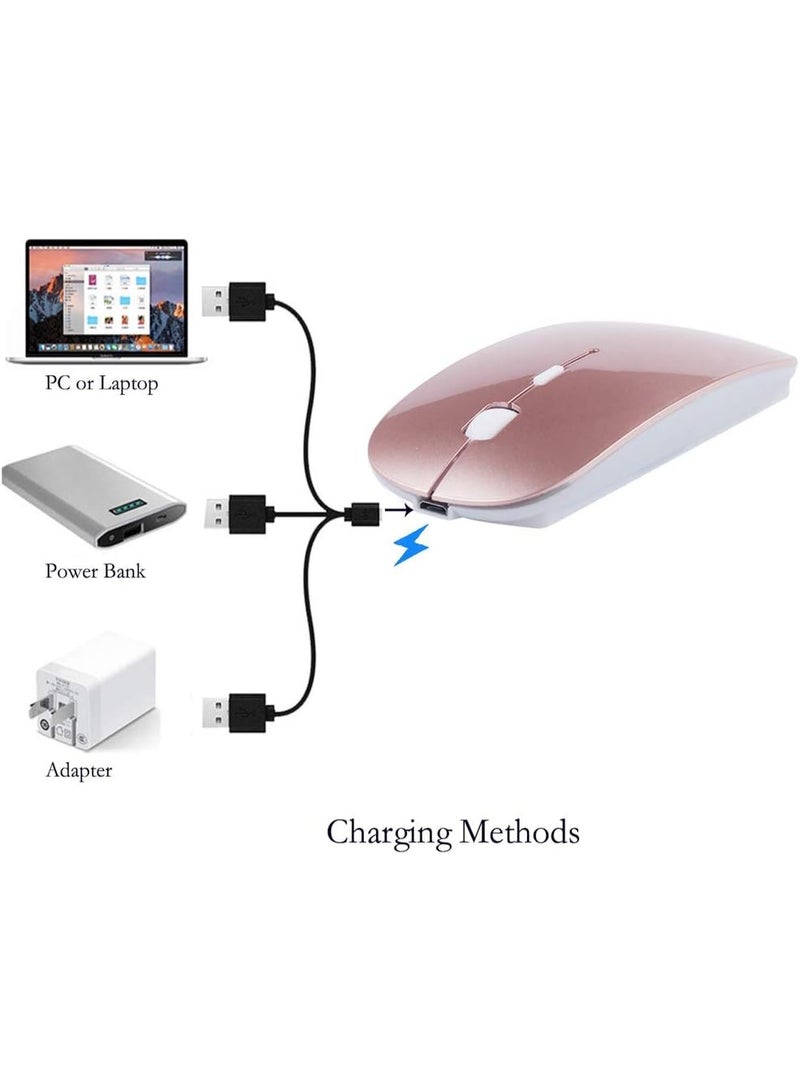 ماوس بلوتوث قابلة لإعادة الشحن لـ MacBook Pro / MacBook Air / Laptop / iMac / ipad ، الماوس اللاسلكي لـ MacBook Pro MacBook Air / iMac / Laptop / Notebook / PC (ماوس بلوتوث / الذهب الوردي) - Image 4