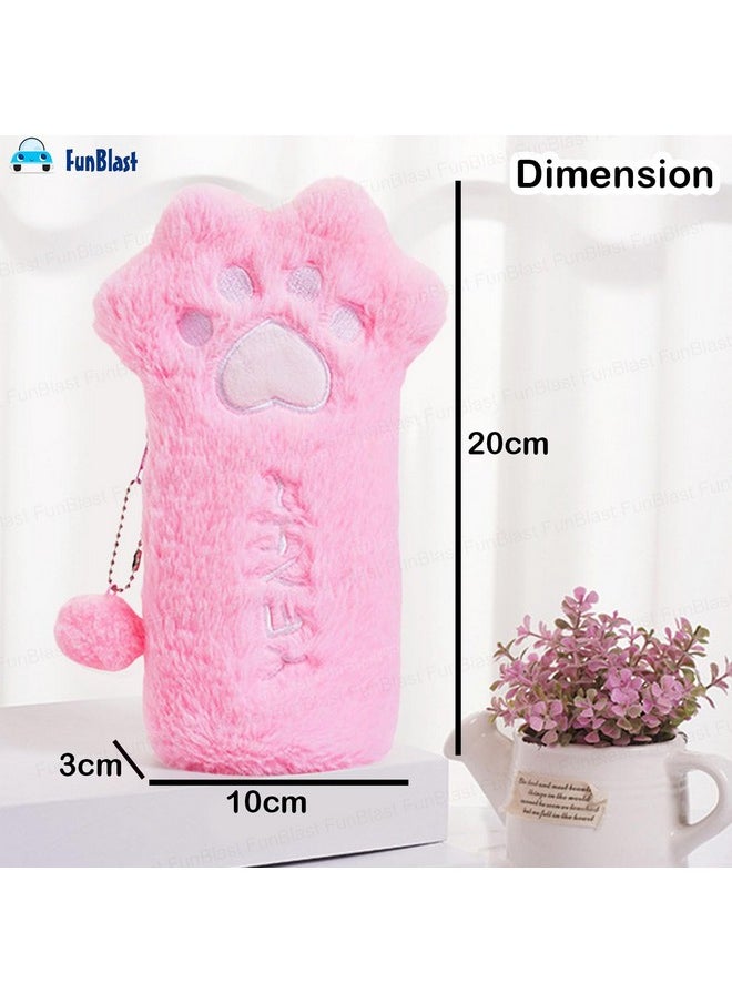 FunBlast FunBlast Panda Fur Pencil Pouch for Girls - Multi-Purpose Zipper Pouch Case for School Kids, Cute Cosmetic Pouch for Girls, Coin Pouch, Travel Pouch, Fur Pouches for School/Office (Pink)  - Image 3