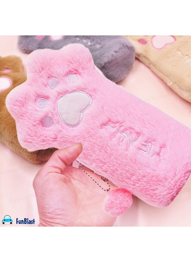 FunBlast FunBlast Panda Fur Pencil Pouch for Girls - Multi-Purpose Zipper Pouch Case for School Kids, Cute Cosmetic Pouch for Girls, Coin Pouch, Travel Pouch, Fur Pouches for School/Office (Pink)  - Image 5