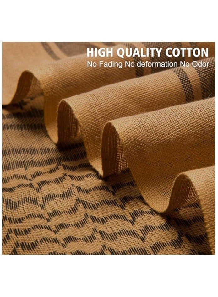 43×43in Shemagh Tactical Desert Scarf, 100% Cotton Head Neck Scarf, Head Neck Wrap Shawl with Tassel, Outdoor Kerchief for Women & Men (White & Brown Set) - Image 5