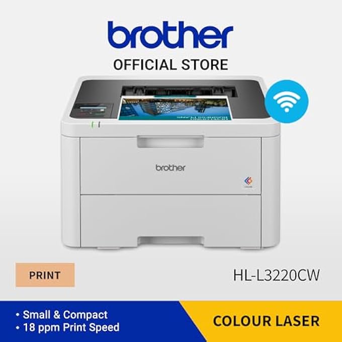 طابعة لاسلكية متعددة الوظائف، HL-L3220CW، مع طباعة ليزر ملونة متقدمة بتقنية LED، طباعة عبر الهاتف المحمول، حبر عالي الإنتاجية - Image 2