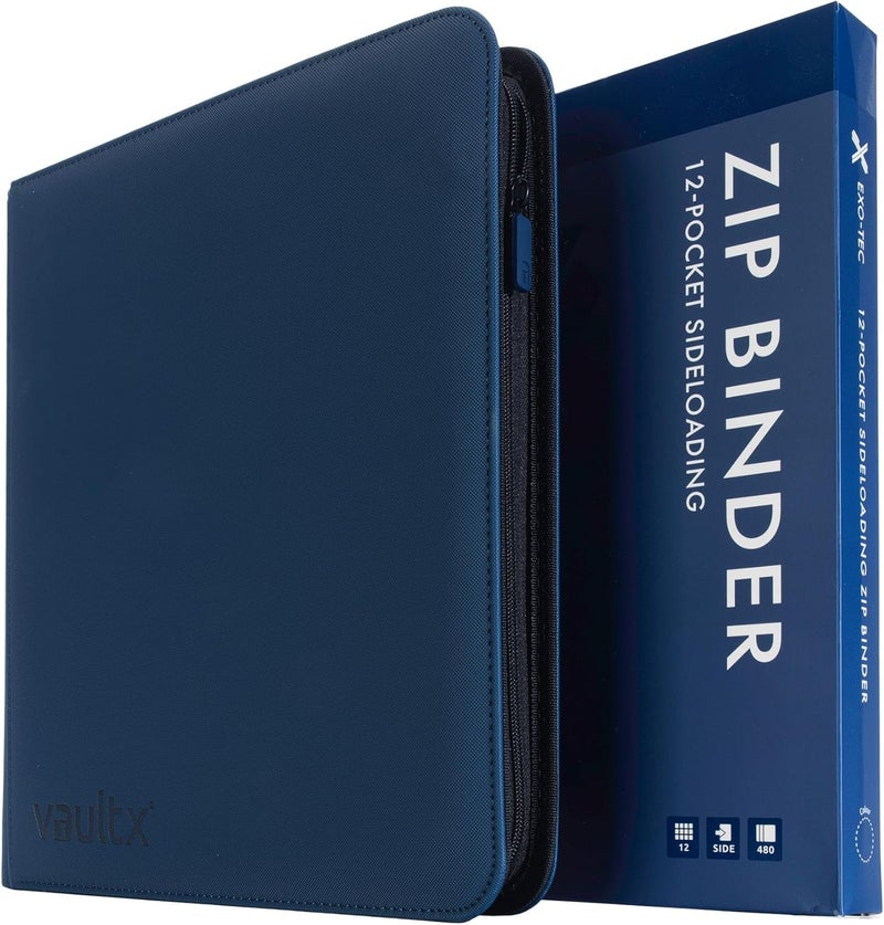 Vault X 12 Pocket Trading Card Zip Binder - 480 cards, Premium Exo-Tec Album Material, 20 Side-Loading Pages, Folder for Collectible Card Games, Sports, TCG (Blue) - Image 1