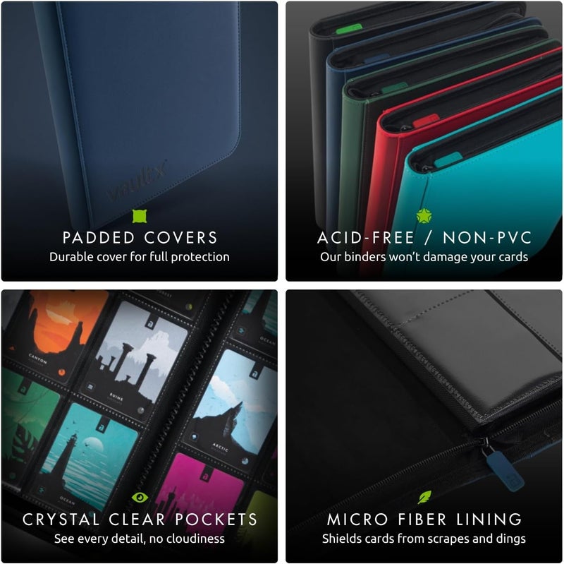 Vault X 12 Pocket Trading Card Zip Binder - 480 cards, Premium Exo-Tec Album Material, 20 Side-Loading Pages, Folder for Collectible Card Games, Sports, TCG (Blue) - Image 5