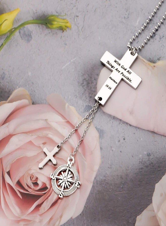 SEIRAA Cross Hanging Ornament Drive Safe Prayer Car Charm with God All Things Possible - Image 4