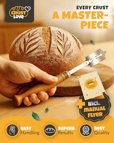 CRUSTLOVE 2pcs Set Bread Lame with 5 Blades – Sourdough Scoring Tool Set with Straight & Curved Scoring Knife for Sourdough and Bread Baking, Dough Scorer, Bread Scoring Tool, Bread Baking Supplies - Image 2
