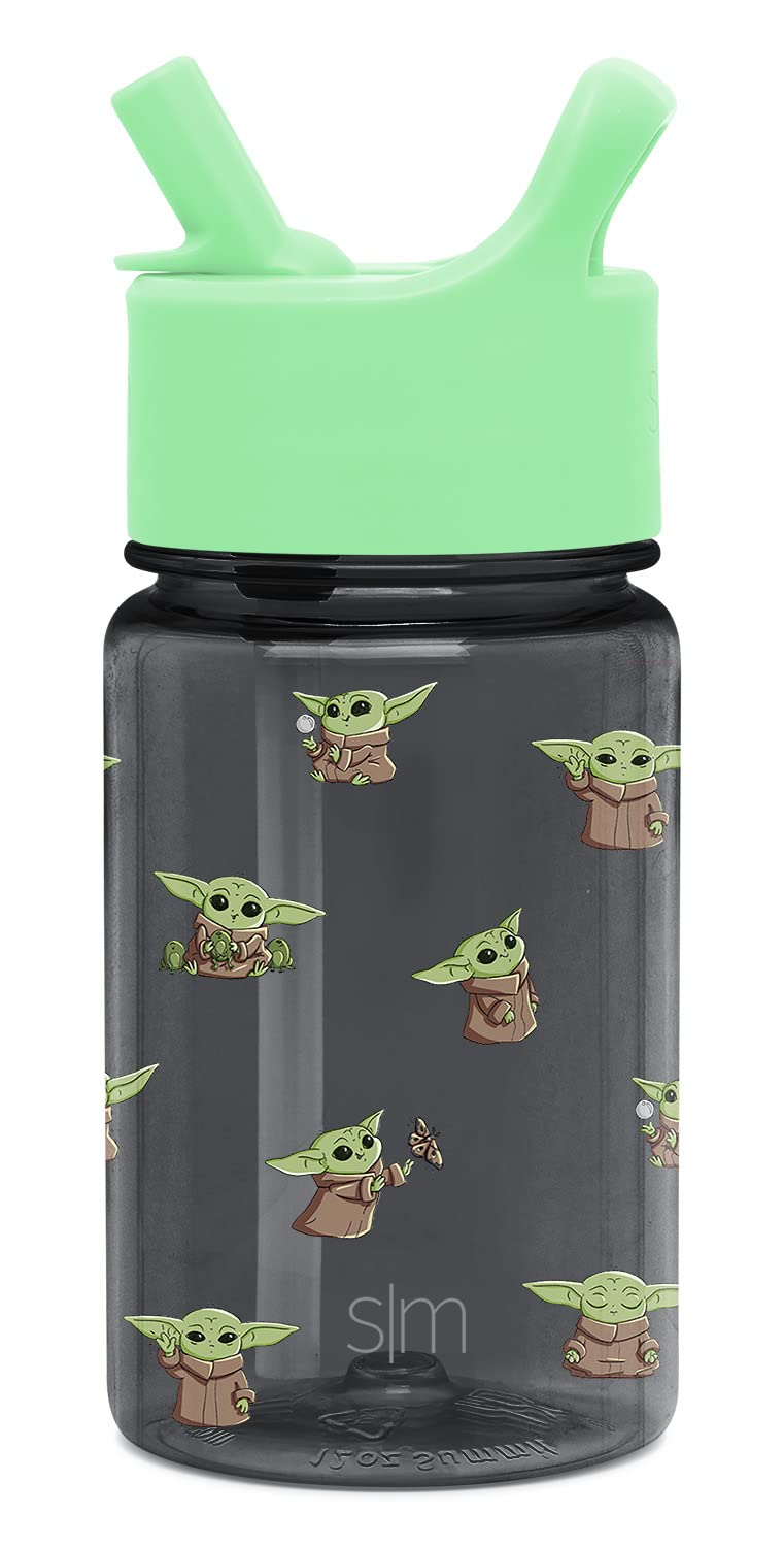 Simple Modern Star Wars The Mandalorian Baby Yoda Grogu Kids Water Bottle Plastic BPA-Free Tritan Cup with Leak Proof Straw Lid | Durable for Toddlers, Boys | Summit Collection | 12oz - Image 1