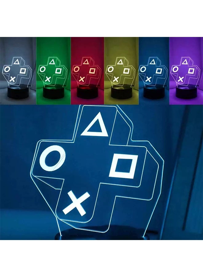 جي أس مصباح الجو الكهربائي للألعاب 7 ألوان - ضوء ليلي وهم ثلاثي الأبعاد المذهل ، LED العناية بالعين ، USB / بطارية ، مثالي لغرف الألعاب وغرف النوم وهدايا اللاعبين - Image 2