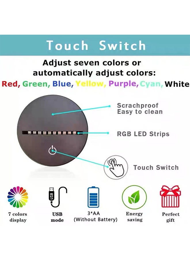 جي أس مصباح الجو الكهربائي للألعاب 7 ألوان - ضوء ليلي وهم ثلاثي الأبعاد المذهل ، LED العناية بالعين ، USB / بطارية ، مثالي لغرف الألعاب وغرف النوم وهدايا اللاعبين - Image 5