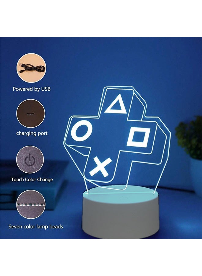 جي أس مصباح الجو الكهربائي للألعاب 7 ألوان - ضوء ليلي وهم ثلاثي الأبعاد المذهل ، LED العناية بالعين ، USB / بطارية ، مثالي لغرف الألعاب وغرف النوم وهدايا اللاعبين - Image 3