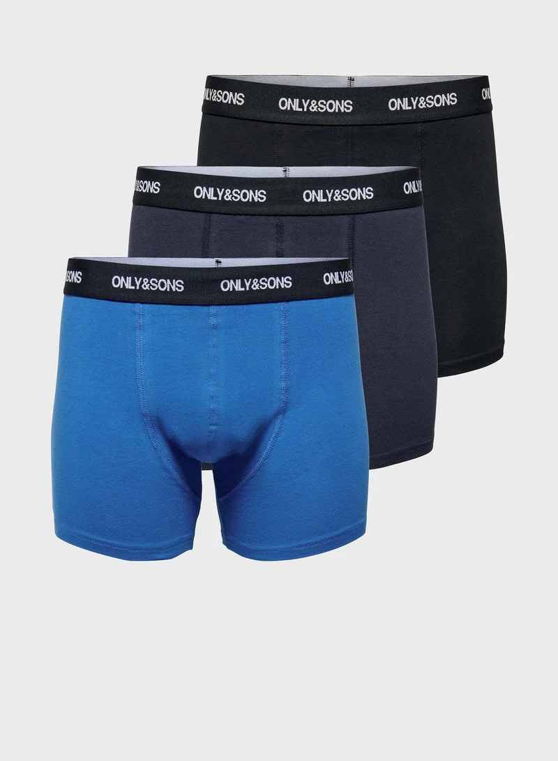 Only & Sons 3 Pack Logo Band Trunks