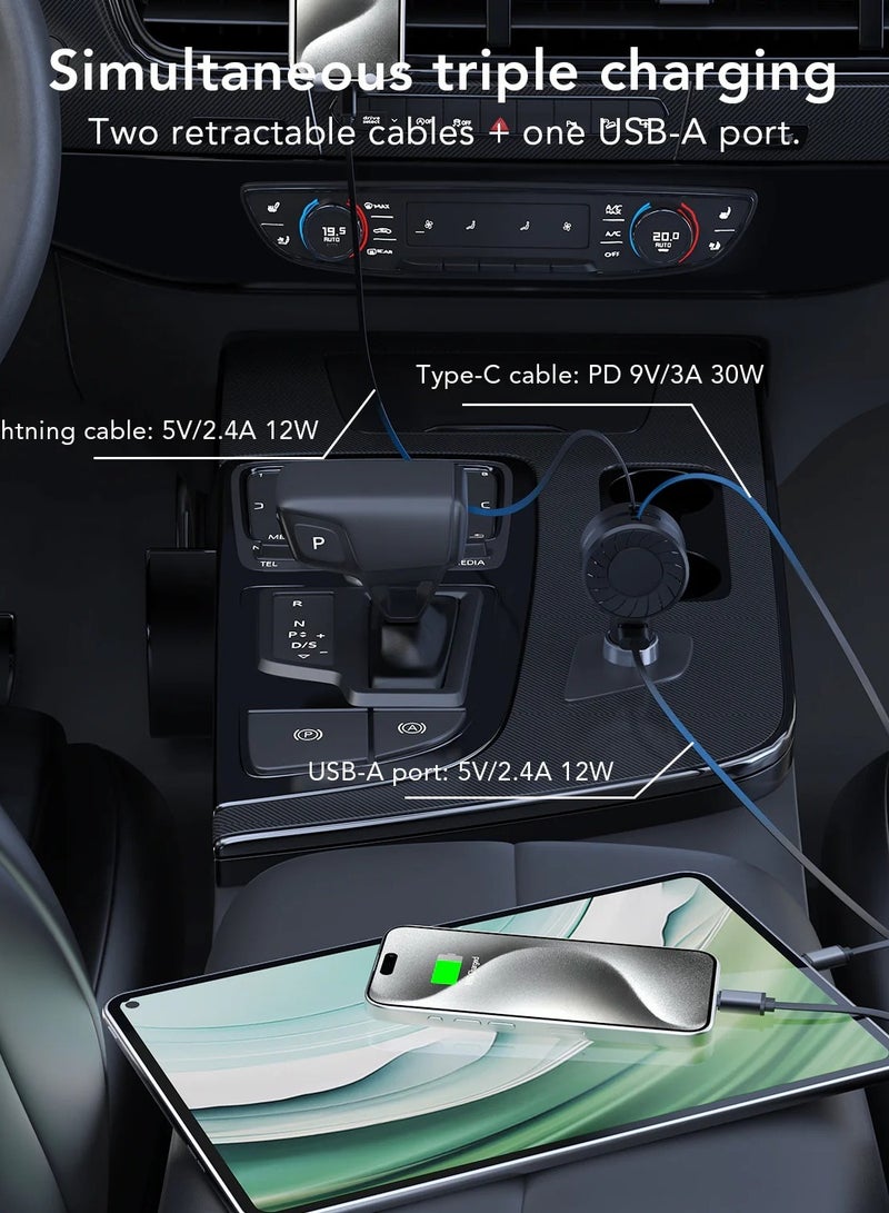 Retractable Car Charger 3 in 1 Fast Charging Adapter  - Image 4