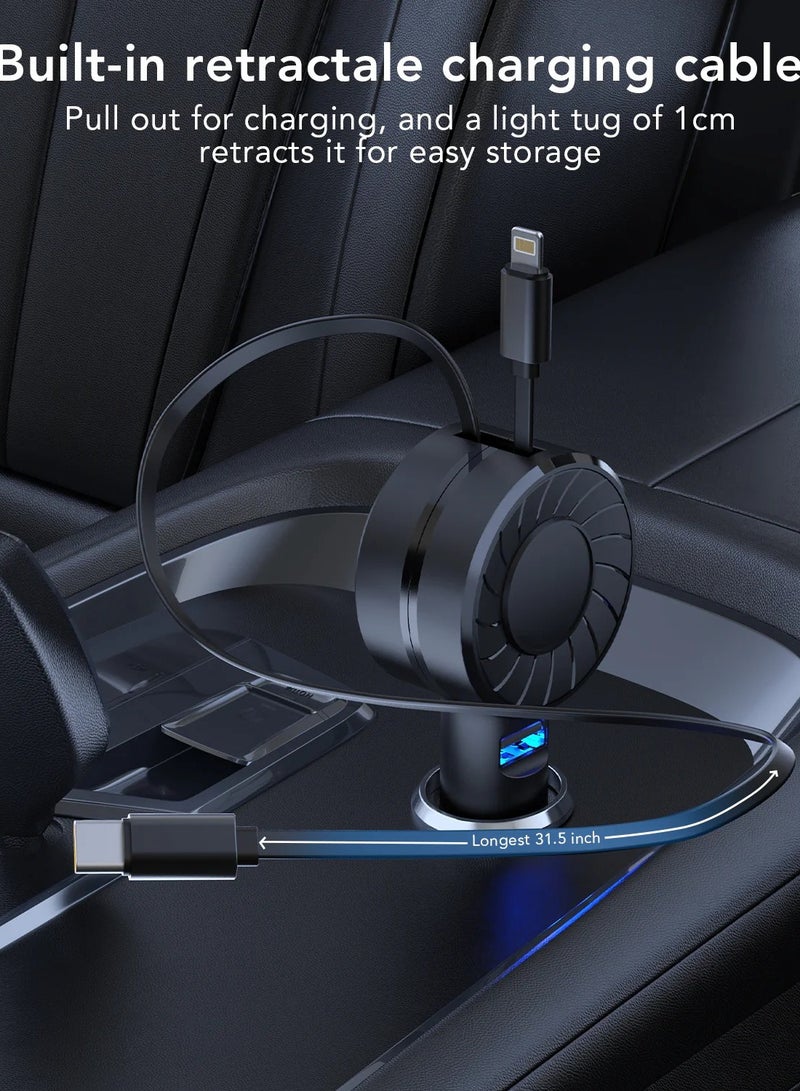 Retractable Car Charger 3 in 1 Fast Charging Adapter  - Image 2