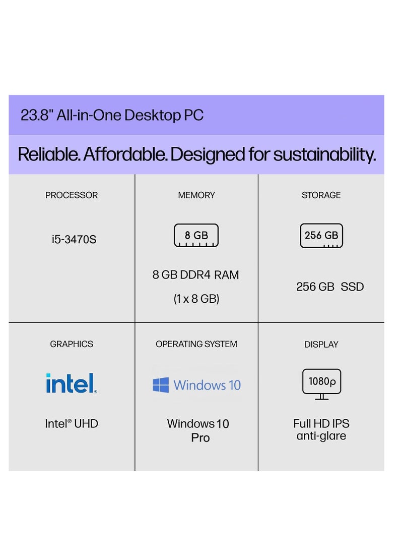 Generic All-in-One Computer, 24 inch All-in-One Desktop Computer with Intel Core I5-3470S CPU 8GB DDR3 256GB SSD 1920 * 1080 Screen White built-in speaker  - Image 5
