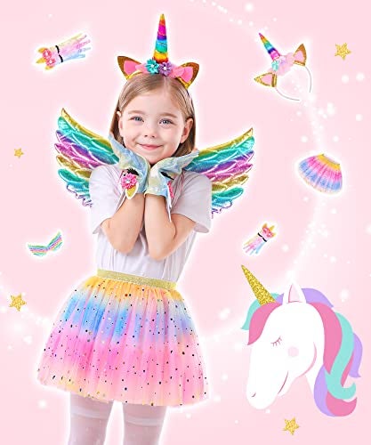 STOPKLAS Little Girls Dress Up Costume Set Fairy and Mermaid Princess Dress Up Clothes Pretend Play Costume for Toddler Girl 3 4 5 6 - Image 5
