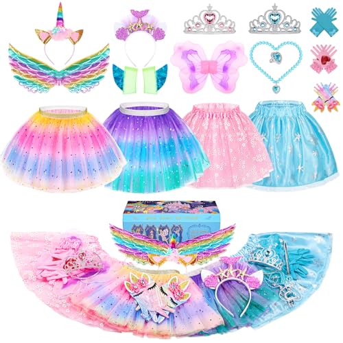 STOPKLAS Little Girls Dress Up Costume Set Fairy and Mermaid Princess Dress Up Clothes Pretend Play Costume for Toddler Girl 3 4 5 6 - Image 1