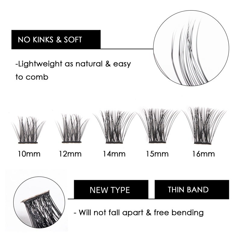 Magnetic SL Cluster Lashes 72 Individual Lashes Clusters Eyelash Extensions False Eyelashes DIY Lash Extension Kit Reusable False Eyelashes Natural Look Mix 10-16mm-DM06 - Image 3