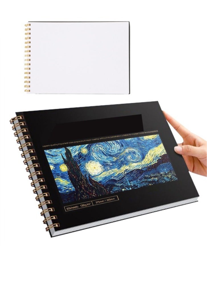 A4 Professional Sketchbook 60 Sheets Of Thickened Blank Paper Smooth Children's Painting Book Foldable Suitable For Art Students Painting Sketch Diary - Image 1