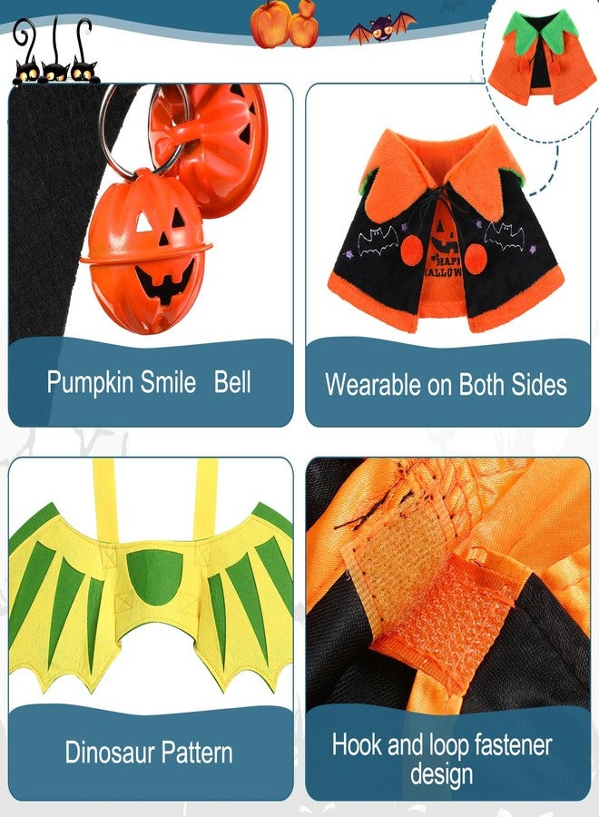 Reginary 4 Pieces Halloween Costumes for Cats Dragon Wings for Cats Halloween Cat Pet Wizard Costume Cute Cat Pumpkin Cape Bat Wings for Pet Dog Cat Cosplay Holiday Halloween Party Decor - Image 2
