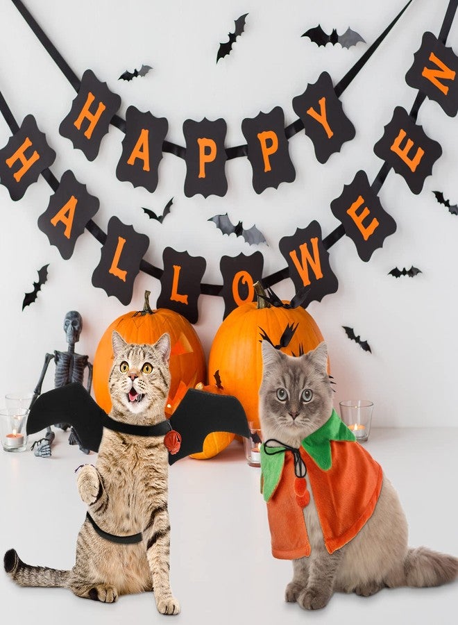 Reginary 4 Pieces Halloween Costumes for Cats Dragon Wings for Cats Halloween Cat Pet Wizard Costume Cute Cat Pumpkin Cape Bat Wings for Pet Dog Cat Cosplay Holiday Halloween Party Decor - Image 5