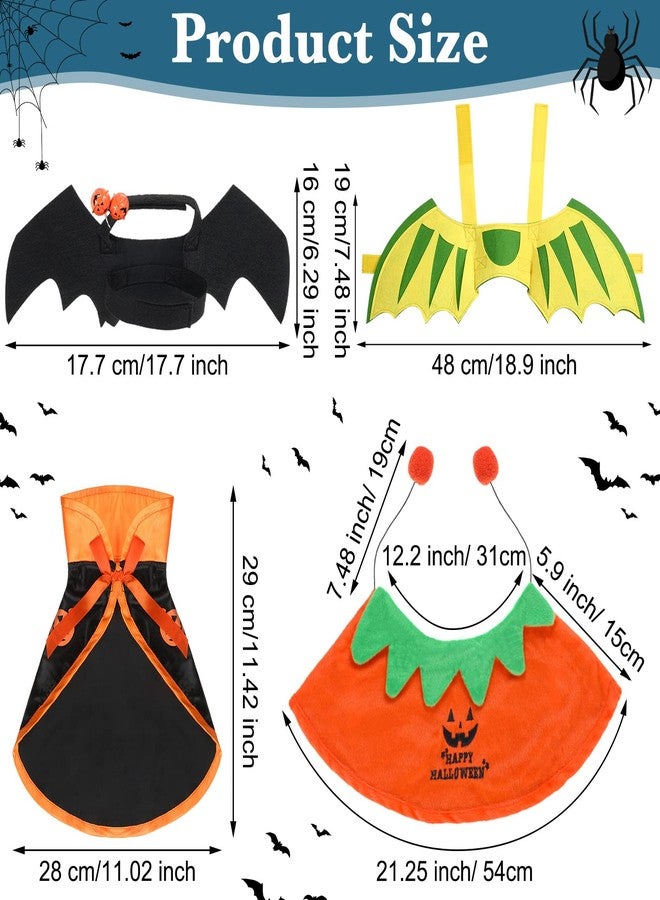 Reginary 4 Pieces Halloween Costumes for Cats Dragon Wings for Cats Halloween Cat Pet Wizard Costume Cute Cat Pumpkin Cape Bat Wings for Pet Dog Cat Cosplay Holiday Halloween Party Decor - Image 3