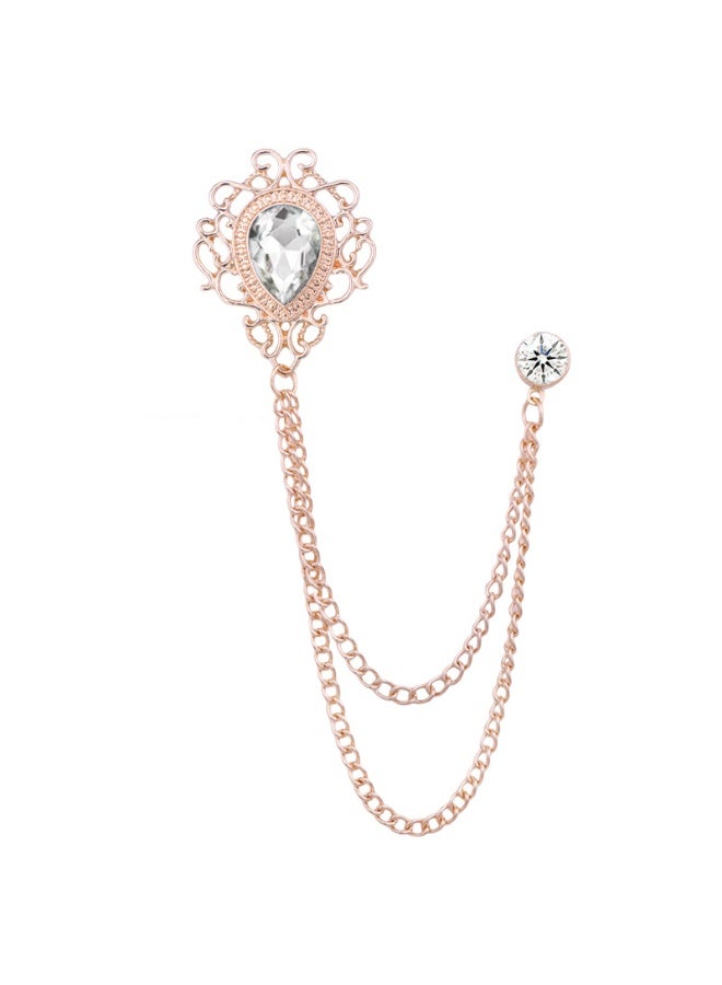 Shougu Versatile Temperament Personality Gemstone Tassel Chain Suit Brooch 
