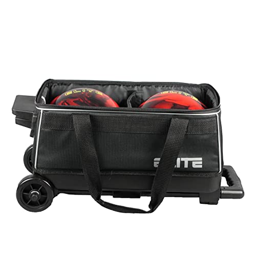 ELITE Basic Double Roller Bowling Ball Bag With Rolling Wheels | Stylish Graffiti-Style Design | Durable Bowling Bags With Ample Storage | Double Bowling Ball Bag (Red) - Image 3