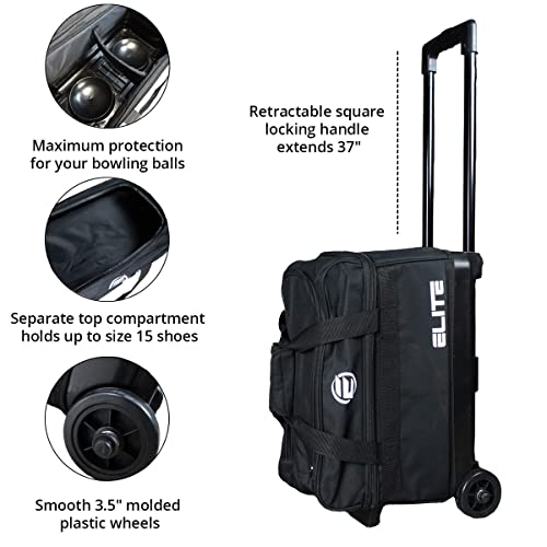 ELITE Basic Double Roller Bowling Ball Bag With Rolling Wheels | Stylish Graffiti-Style Design | Durable Bowling Bags With Ample Storage | Double Bowling Ball Bag (Red) - Image 2