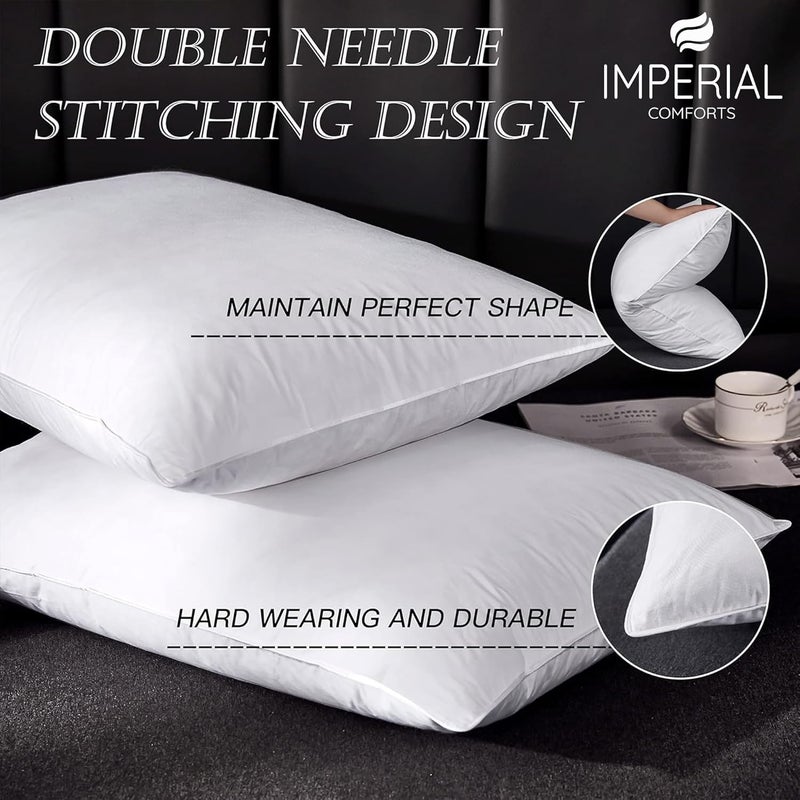 Imperial Comforts Goose Down Feather Pillows for Sleeping Queen Size Bed Pillows,100% Original Egyptian Cotton 300 TC (2, Queen) - Image 4