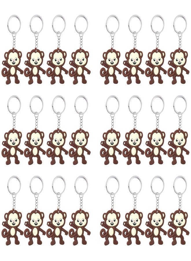 Elecrainbow 24 Pack Monkey Keyring Pack Party Favor for Monkey Lover, Guest Return Gift, Jungle Animal Themed Party, Birthday - Image 1
