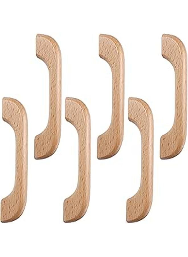 6Pcs 96mm Hole Spacing Wooden Drawer Pulls Handles with Lacquer Finish for Kitchen Cabinet Cupboard Furniture Storage Boxes - Image 1