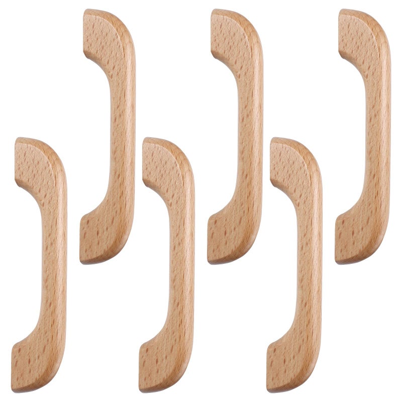 6Pcs 96mm Hole Spacing Wooden Drawer Pulls Handles with Lacquer Finish for Kitchen Cabinet Cupboard Furniture Storage Boxes - Image 2