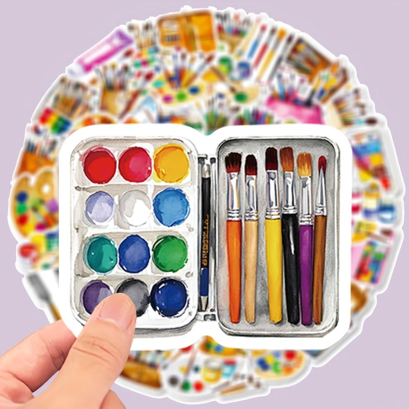 تصميم فرشاة الطلاء الإبداعية متعددة الألوان ملصقات رسم خربشة 56 ورقة فنية زخرفية للكمبيوتر المحمول للقيام بها بنفسك - Image 2