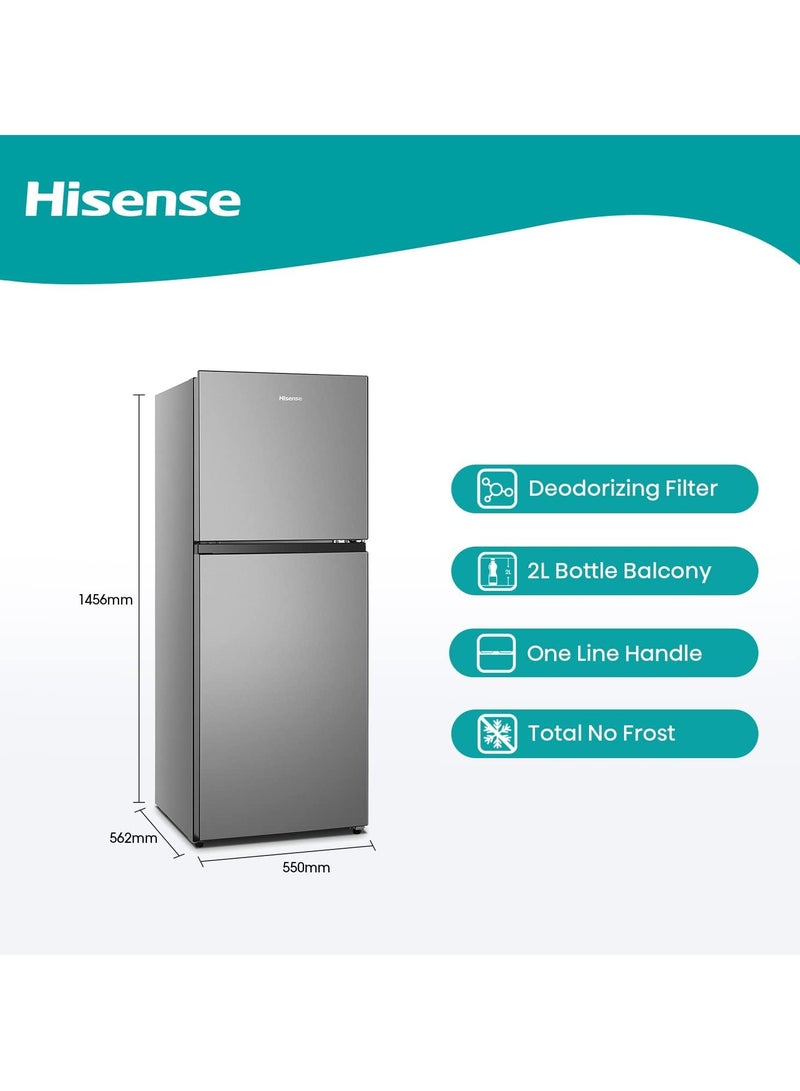 Hisense 264L Gross/ 203L Net Capacity Top Mount Double Door Refrigerator 150 W RT264N4DGN Silver - Image 2