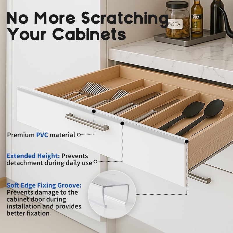 Zoaogo Cabinet Protector Edge Guard (Pack of 6), 24" Clear PVC Cabinet Edge Protectors for 3/4" Thick Kitchen Cabinets Doors â€“ Slip-On No-Tool Sliding Installation - Image 5