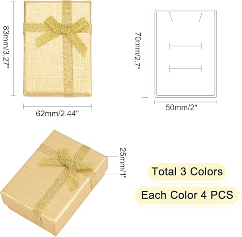 PH PandaHall 12pcs Jewelry Box 2x27x1 Inch Small Gift Boxes Metallic Paper Earring Box with Bowknot Small Box for Valentines Day Gifts Jewelry Earring Necklace Bracelet Silver Bar Ring Keychain - Image 3
