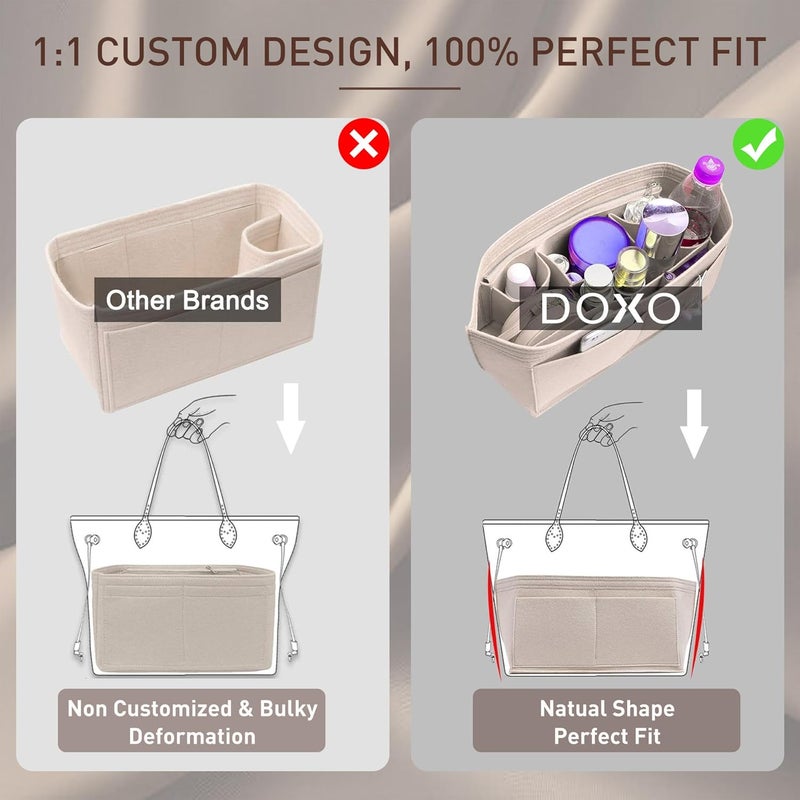 Doxo Purse Bag Organizer Insert for Handbags Suitable for Neverfull MM City 33 Tote Bags (Large,Burgundy) - Image 5