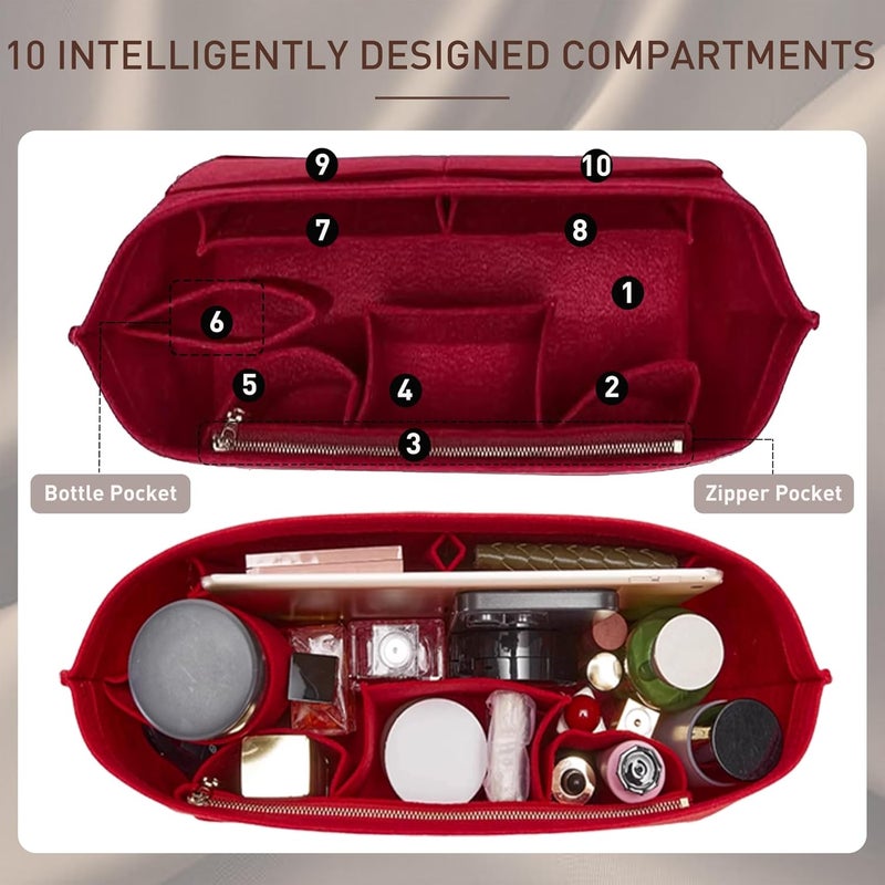 Doxo Purse Bag Organizer Insert for Handbags Suitable for Neverfull MM City 33 Tote Bags (Large,Burgundy) - Image 4