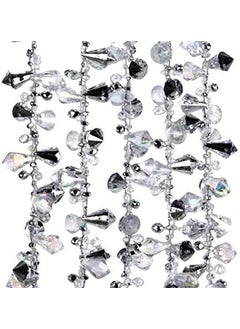 Klikel Iridescent Silver Large Twinkle Ice Double Twist Bead Garland Set of 2