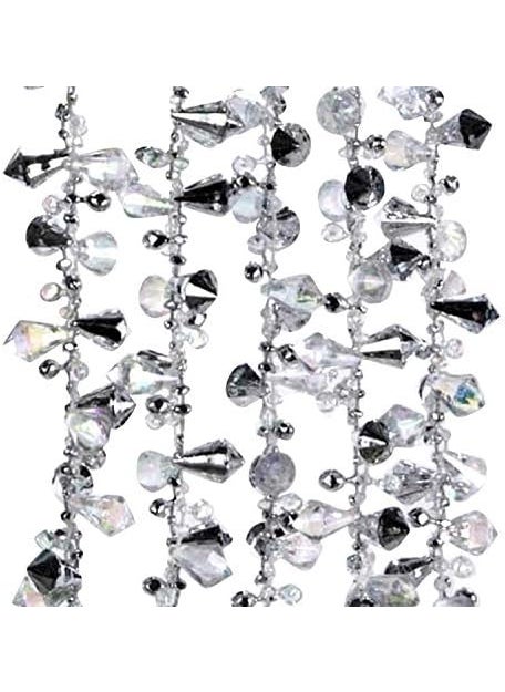 Klikel Klikel Iridescent Silver Large Twinkle Ice Double Twist Bead Garland Set of 2 