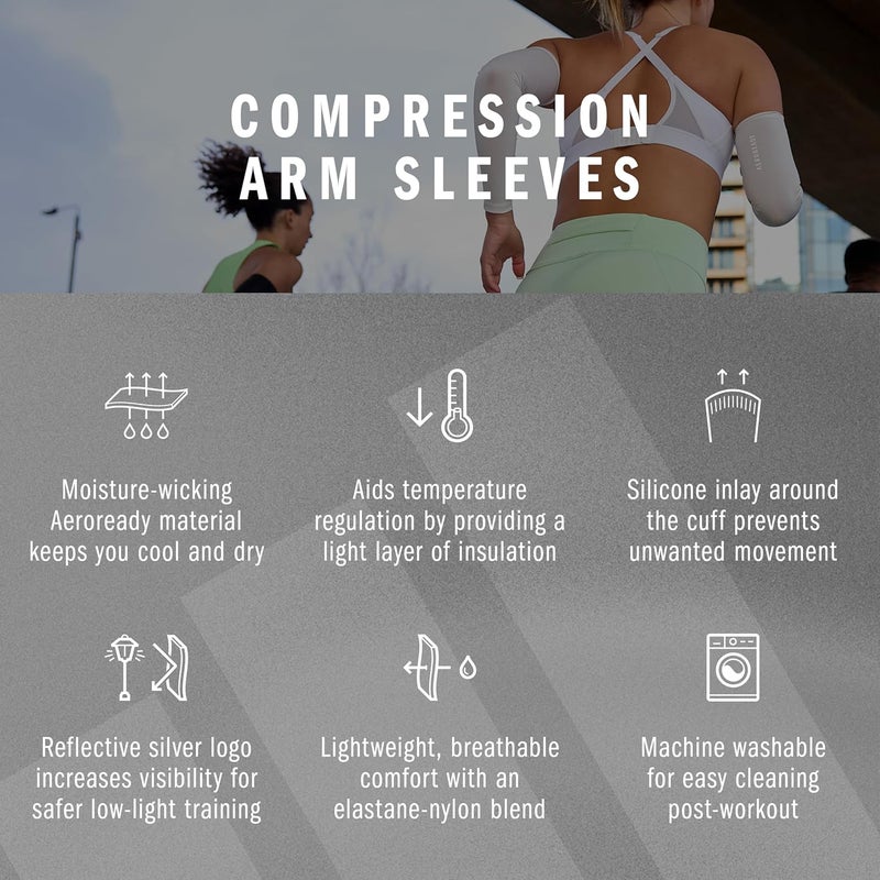 adidas Aeroready Comp Arm Sleeves - White - L/XL - Image 5