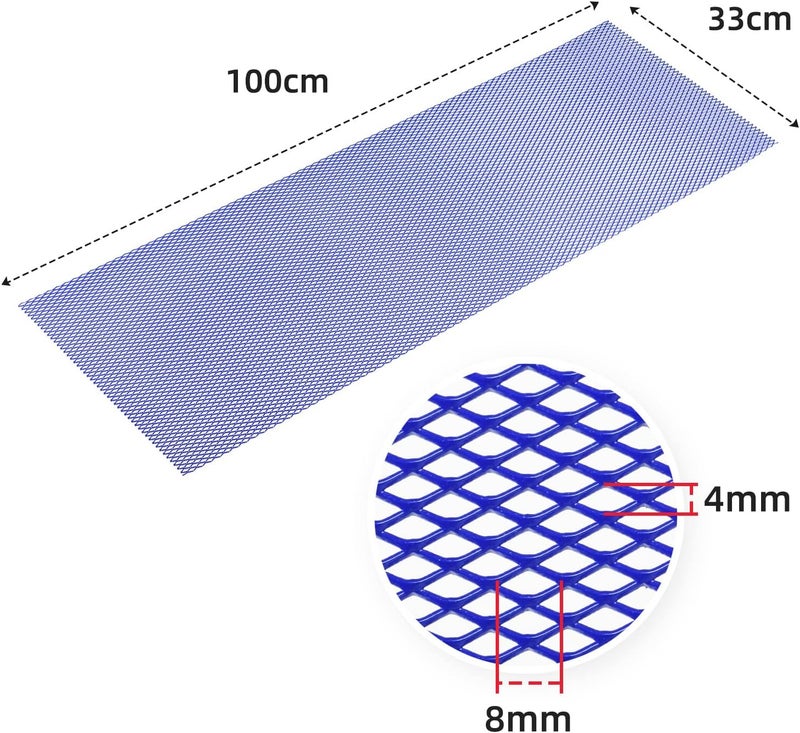 AggAuto Universal 40"x13" Car Grill Mesh - Aluminum Alloy Automotive Grille Insert Bumper Rhombic Hole 4x8mm, One of the Most Multifunctional Shape Grids Blue - Image 4