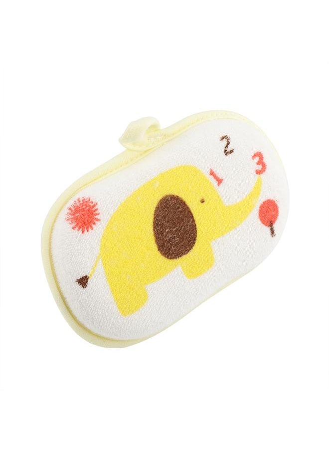Thoraya - Cute Elephant Pattern Baby Cotton Bath Brush Shower Sponge Washing Rubbing Accessory (Yellow) - Image 1