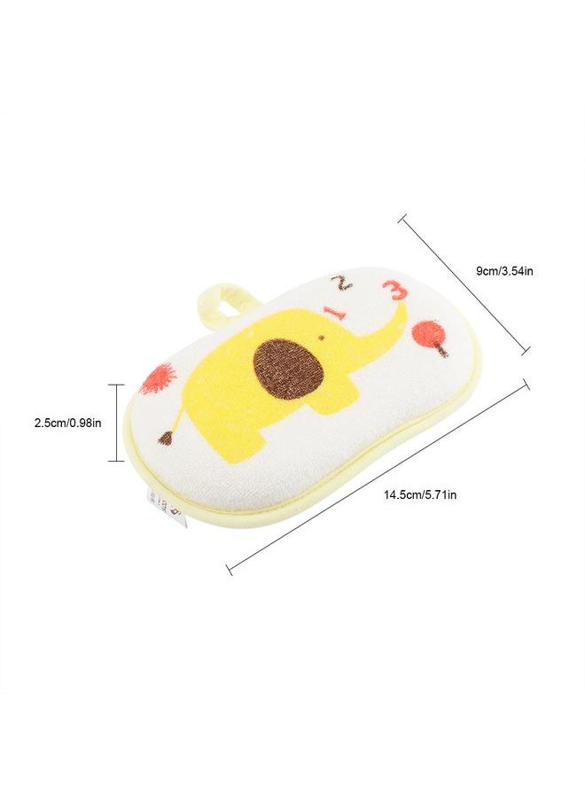 Thoraya - Cute Elephant Pattern Baby Cotton Bath Brush Shower Sponge Washing Rubbing Accessory (Yellow) - Image 1