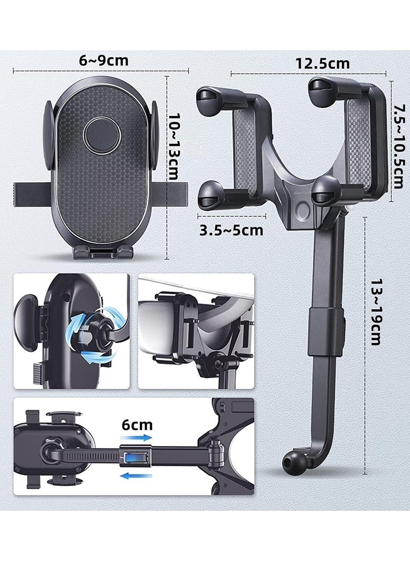 PSGT In-Car Phone Holder 360 Degree Rotatable Horizontal Vertical Use Rearview Mirror Compatible High Quality  - Image 3